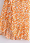 Long wrap Skirt Boho asymmetric Floral pattern Orange