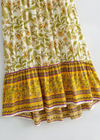 Yellow Boho Long Skirt smocked waist Floral pattern