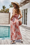 Boho Summer Jumpsuit with Red Paisley Print