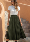 Boho Pleated long Skirt Solid Color