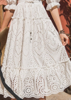 White Boho Flared Skirt with Embroidery pattern