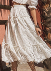 White Boho Flared Skirt with Embroidery pattern