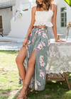 Description of Loose-fitting Boho Pant with slits floral pattern