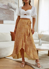 Boho Long Asymmetrical Wallet Skirt with floral pattern