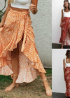 Long Skirt Boho flared wrap floral pattern