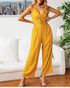 Boho Yellow Jumpsuit with Polka dots