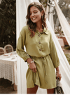 Chic Bohemian Mini Dress in Khaki Green