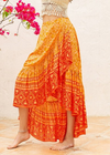 Boho Stylish Long Skirt Wrap orange Floral pattern