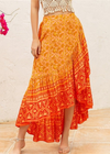 Boho Stylish Long Skirt Wrap orange Floral pattern