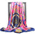 Boho retro pink Scarf printed blue and gold