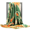 Green retro Boho Scarf with orange and gold pattern