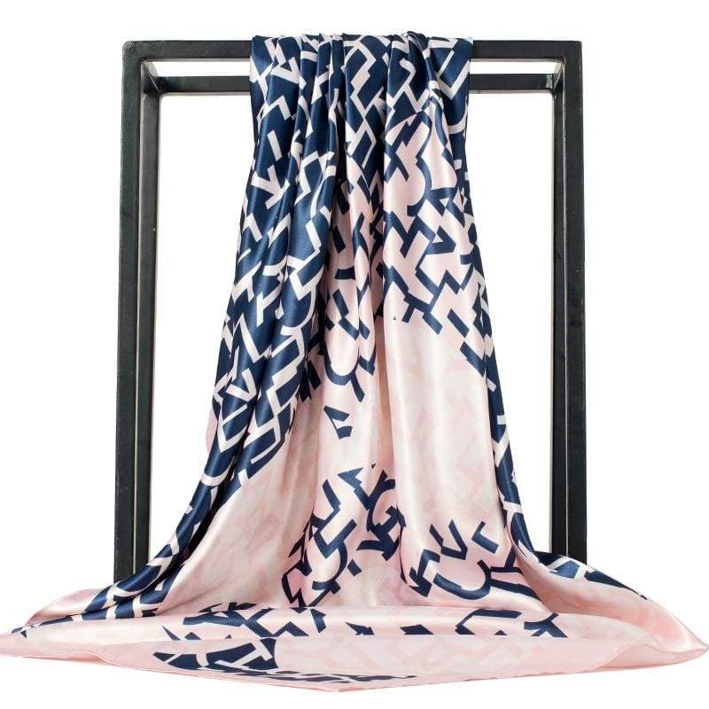 Pink Boho Chic Scarf with blue print