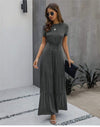 Grey Pleated Maxi Dress