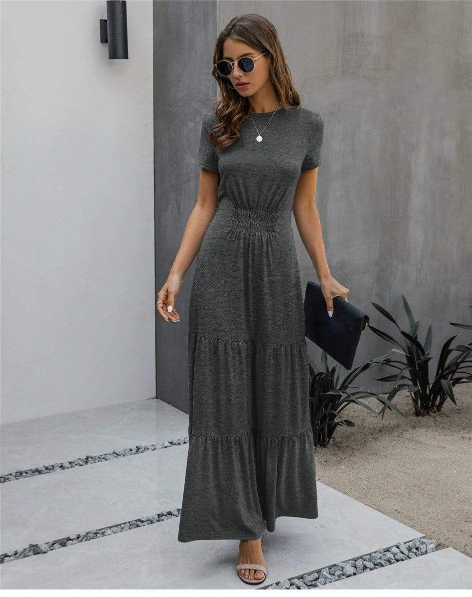 Grey maxi 2024 dress casual