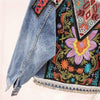 Hippie Denim Jacket with Ethnic Print at the back
