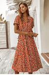 Mid-Length Boho Dress with Leopard Print