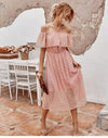 Midi Boho Dress in Power Pink