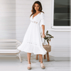 Midi Dress with embroideries in White