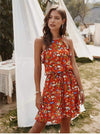 Red Bohemian Style Floral Dress
