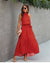 Red Boho Midi Dress