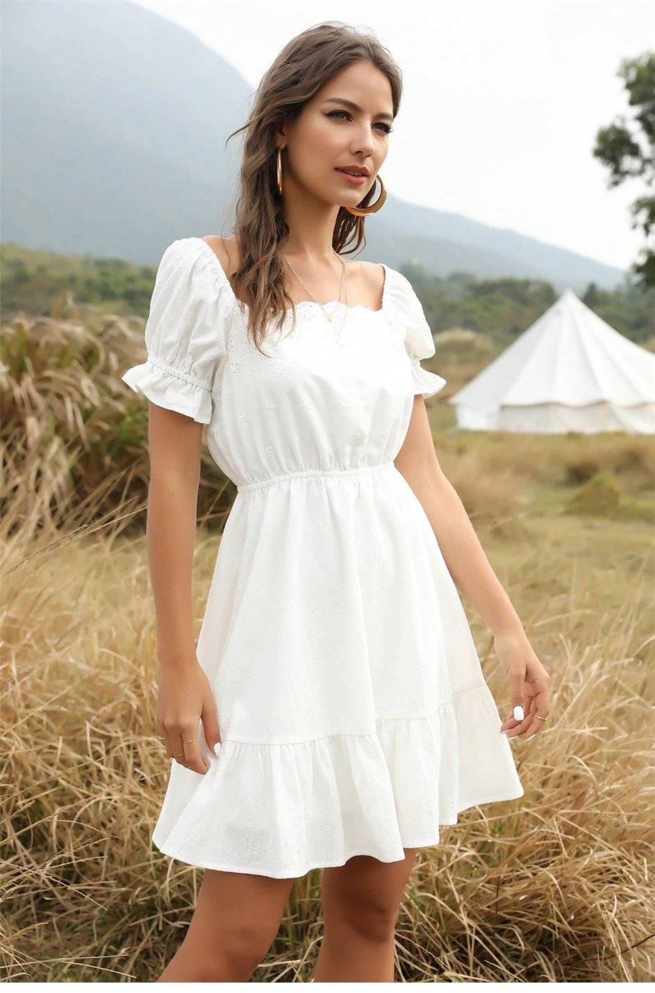 White lace satin short prom dress white lace homecoming dress – dresstby