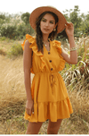 Ruffled Yellow Mini Hippie Dress