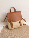 Leather and Straw Boho Backpack