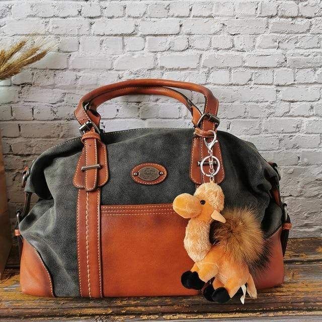Boho Leather Bags | Boho Mood Black and Camel / 39X13X30CM