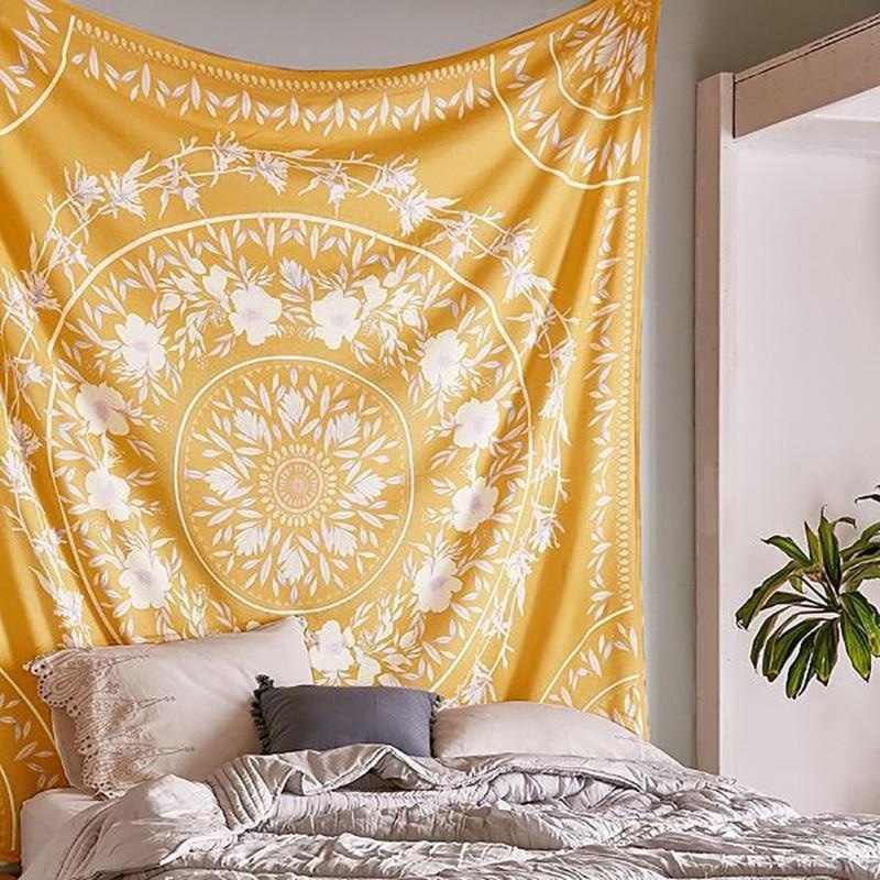 Yellow Floral Boho Tapestry