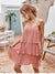 Trapeze Mini Dress in Bohemian style in Light Pink