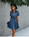 Vintage Boho chic Dress with Blue Stripes