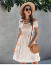 White Bohemian Dress with Stripes