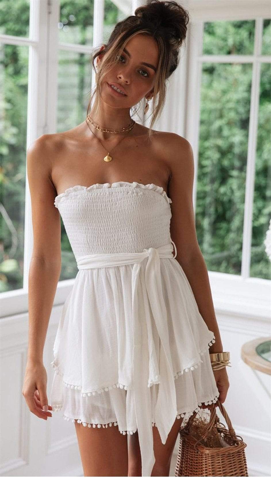White Boho Mini Dress