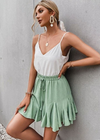 Mini Ruffled Skirt Boho Pale Green
