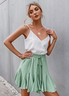 Mini Ruffled Skirt Boho Pale Green