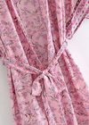 Long Boho Chic Belted Kimono Pink Floral