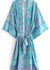Long Boho Kimono for women Blue Floral