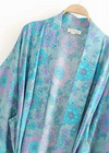 Long Boho Kimono for women Blue Floral