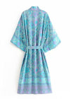 Long Boho Kimono for women Blue Floral