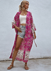 Summer Long Boho Kimono Pink Floral