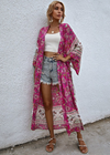 Summer Long Boho Kimono Pink Floral