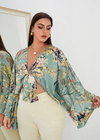 Cropped Floral Boho Kimono with Sash tie