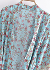 Long Boho Summer Kimono Blue floral print