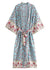 Long Boho Summer Kimono Blue floral print