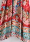 Long Boho Kimono Red Floral with Buttons