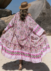 Boho Flared Pink Kimono Tribal Print