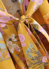 Pretty Yellow Floral Belted Kimono